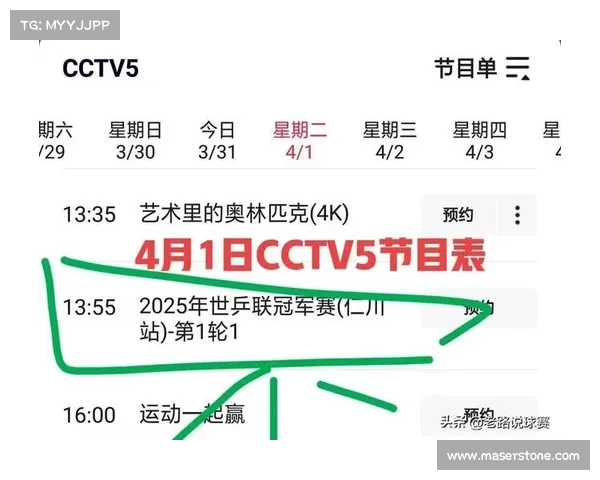 4月4日WTT仁川战火重燃,CCTV5国乒直播时刻大揭秘 4月4日WTT仁川战火重燃,CCTV5国乒直播时刻大揭秘